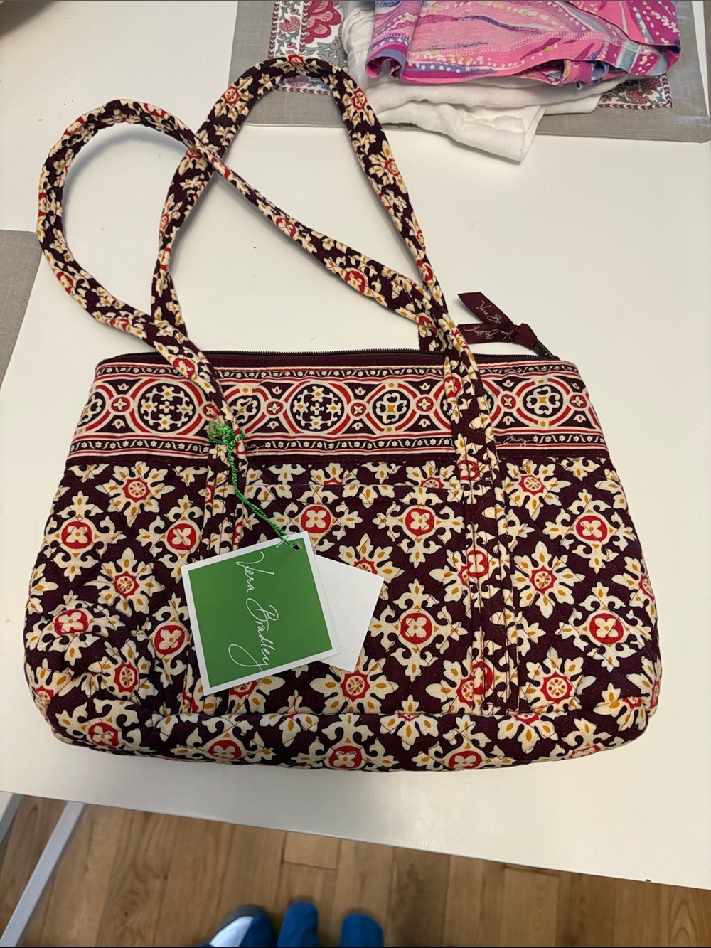 Vera Bradley Burgundy Floral Quilted Shoulder Bag NWT.